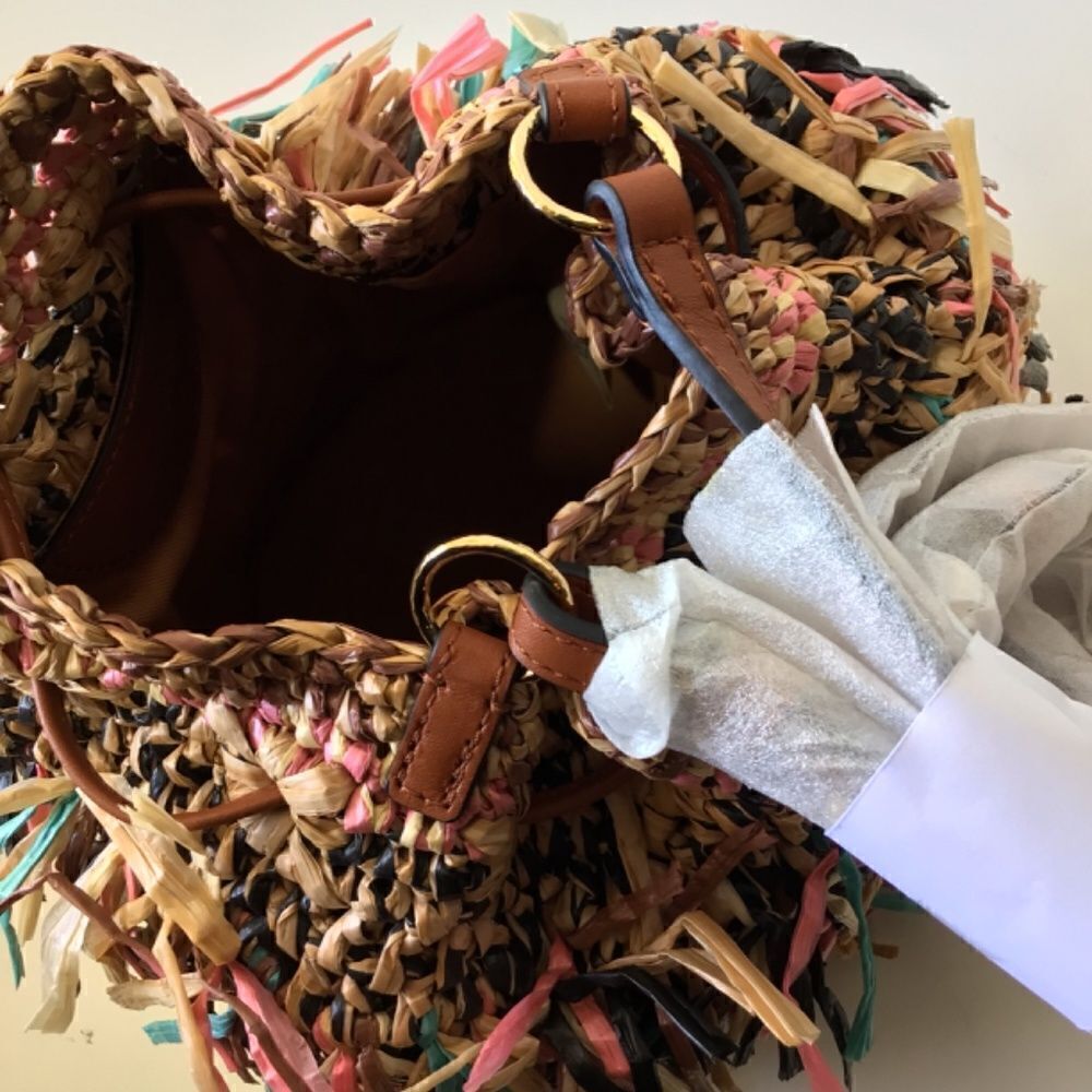 Ulla Johnson Gigi Fringe Brown Drawstring Bag NWT - Picture 7 of 13